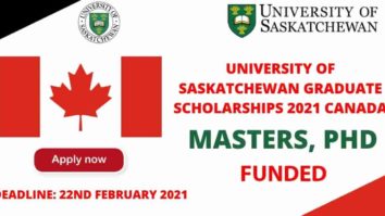 Graduate Scholarship at University of Saskatchewan in Canada 2022